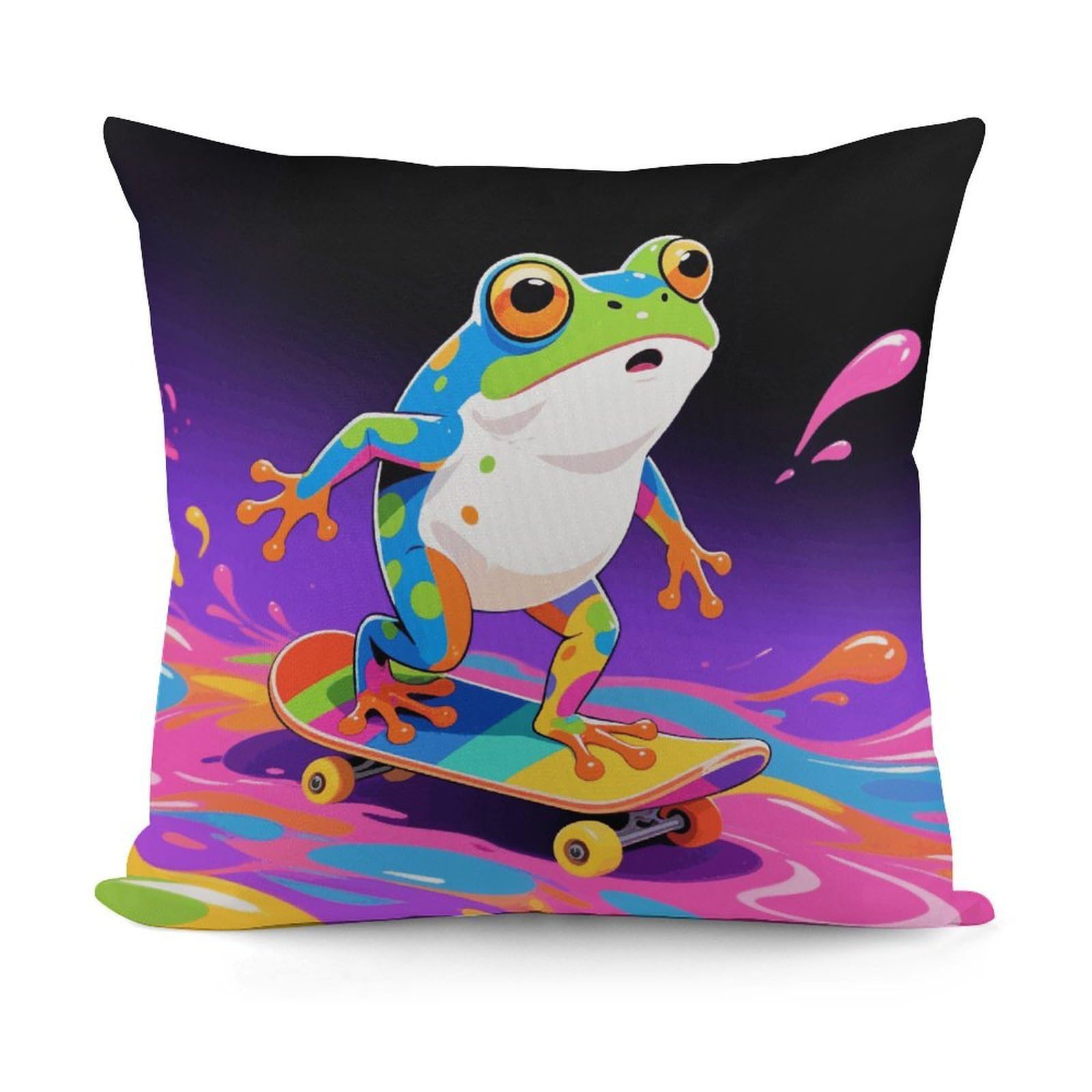 VstaDank Frog Throw Pillow Covers Fade-Resistant Removable Pillowcase Square Cushion Case Cozy Pillow Case Breathable Pillow Protector Soft Pillow Shams 18"x18"