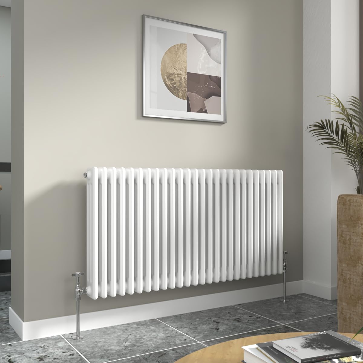 Warmehaus White Traditional 3 Column Horizontal Radiator 600X1190mm