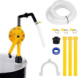 RUTU Drum Pump,Fits 5 to 55 Gallon Barrel Pump Hand Crank Dual-Inlet