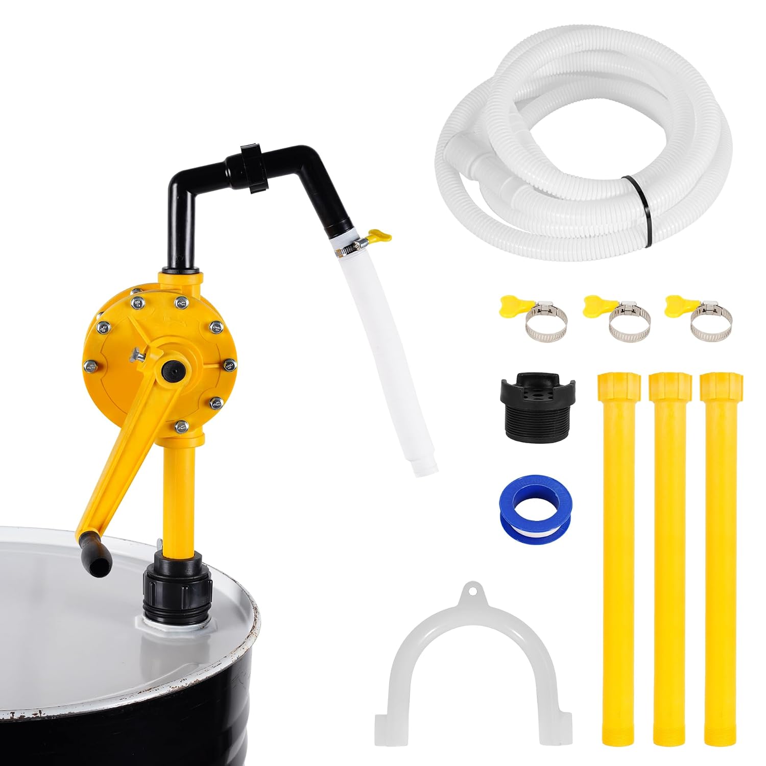 RUTU Drum Pump,Fits 5 to 55 Gallon Barrel Pump Hand Crank Dual-Inlet