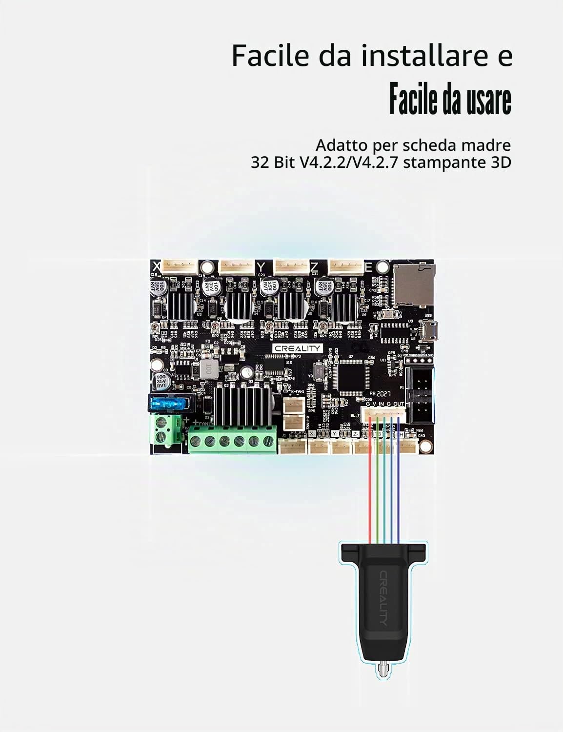 CR Touch Creality Auto Bed Leveling Sensor Upgrade Kit per Ender 3 V2 Ender 3 Pro Ender 5S Ender 5 Pro CR10 Stampante 3D Compatibile con 32 Bit V4.2.2/V4.2.7 Mainboard