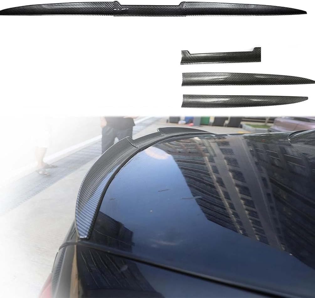 Car Rear Trunk Spoiler Wing for Renault Captur E-Tech 2.Gen 2013-2024, Roof Spoilers Lid Tailgate Trim Strip Air Deflector Replacement Adjustable Accessories, B/Carbon Fiber Look