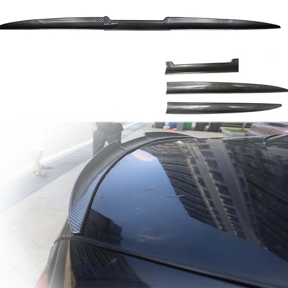 Aileron Arrière Voiture pour Ford Mustang Coupe Bullitt 2015-2025, ABS Aileron Coffre Arrière Spoiler Becquet Diffuseur Aile LèVre Anti-Rayures Accessoire, B/Carbon Fiber Look