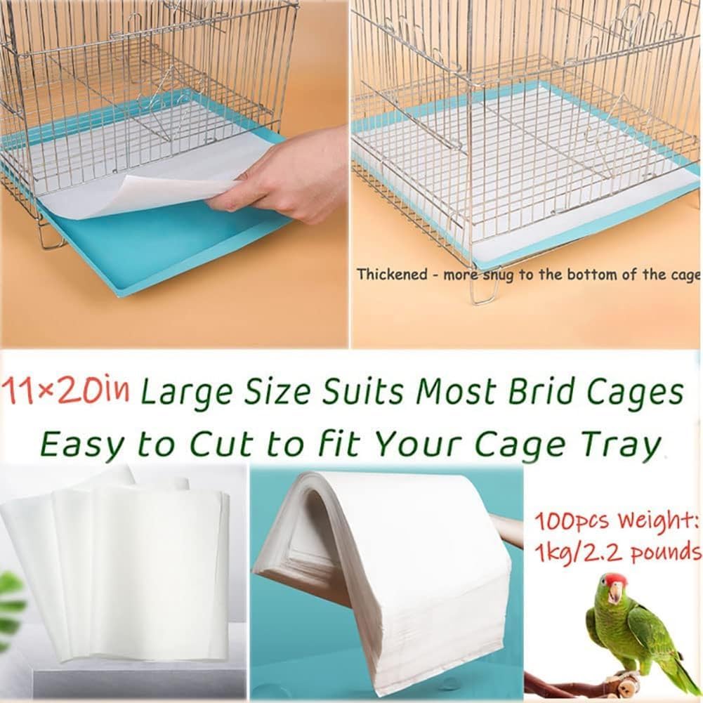Aboiled 100 Disposable Birdcage Liners - Quick-Absorbing Non-Woven Fabric for Pet Birds and Parrots