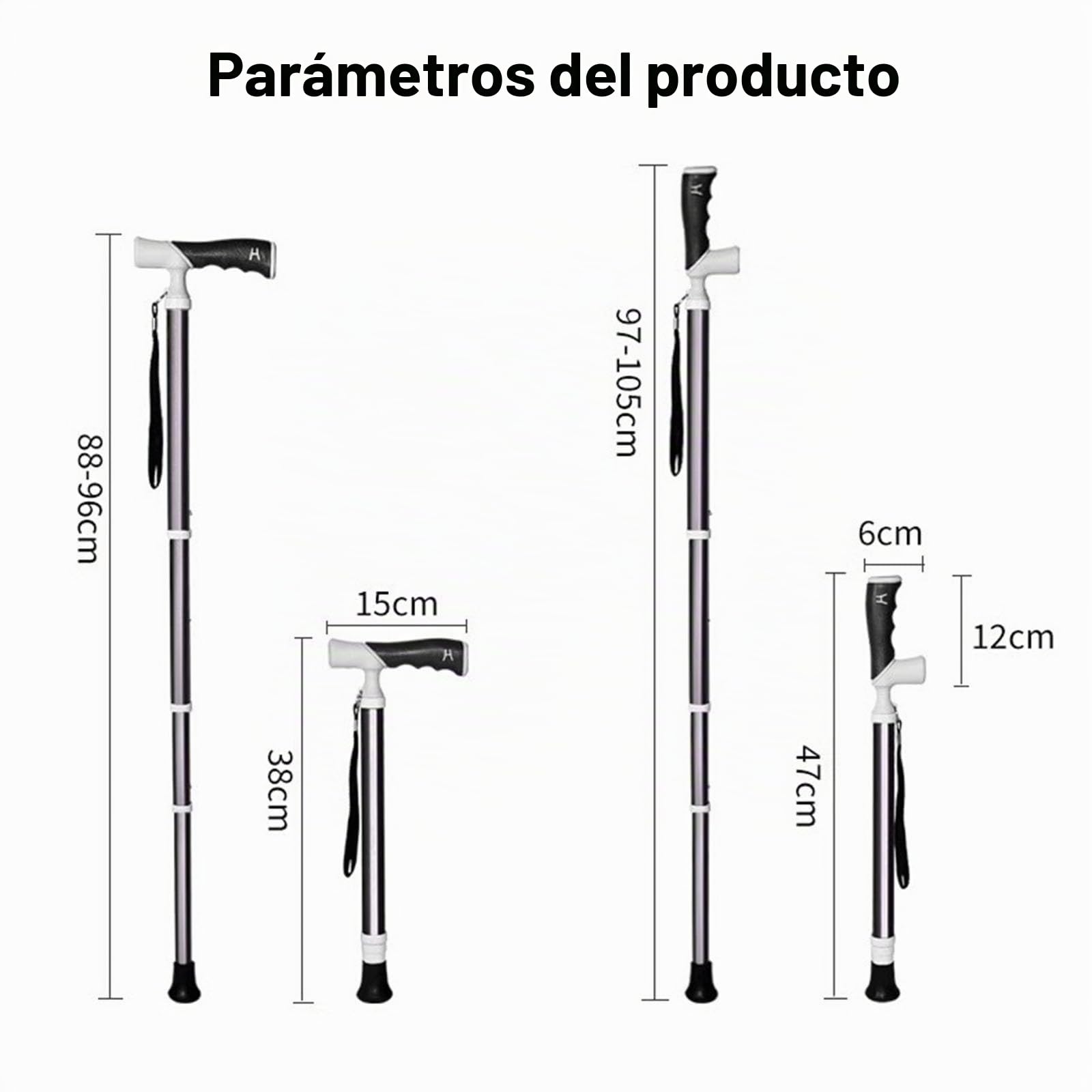 Bastón Telescópico De 4 Secciones Bastón Ligero De Aleación De Titanio | Se puede guardar en una mochila escolar bastón antideslizante(A,38~105cm)