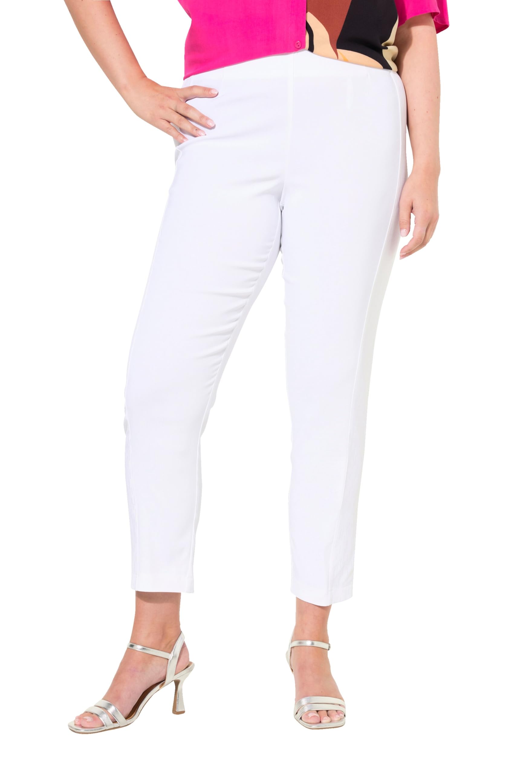 MIAMODA Damen große Größen Übergrößen Plus Size Bengalin-Hose, elastischer Slim Fit, Metallic-Druck 834011