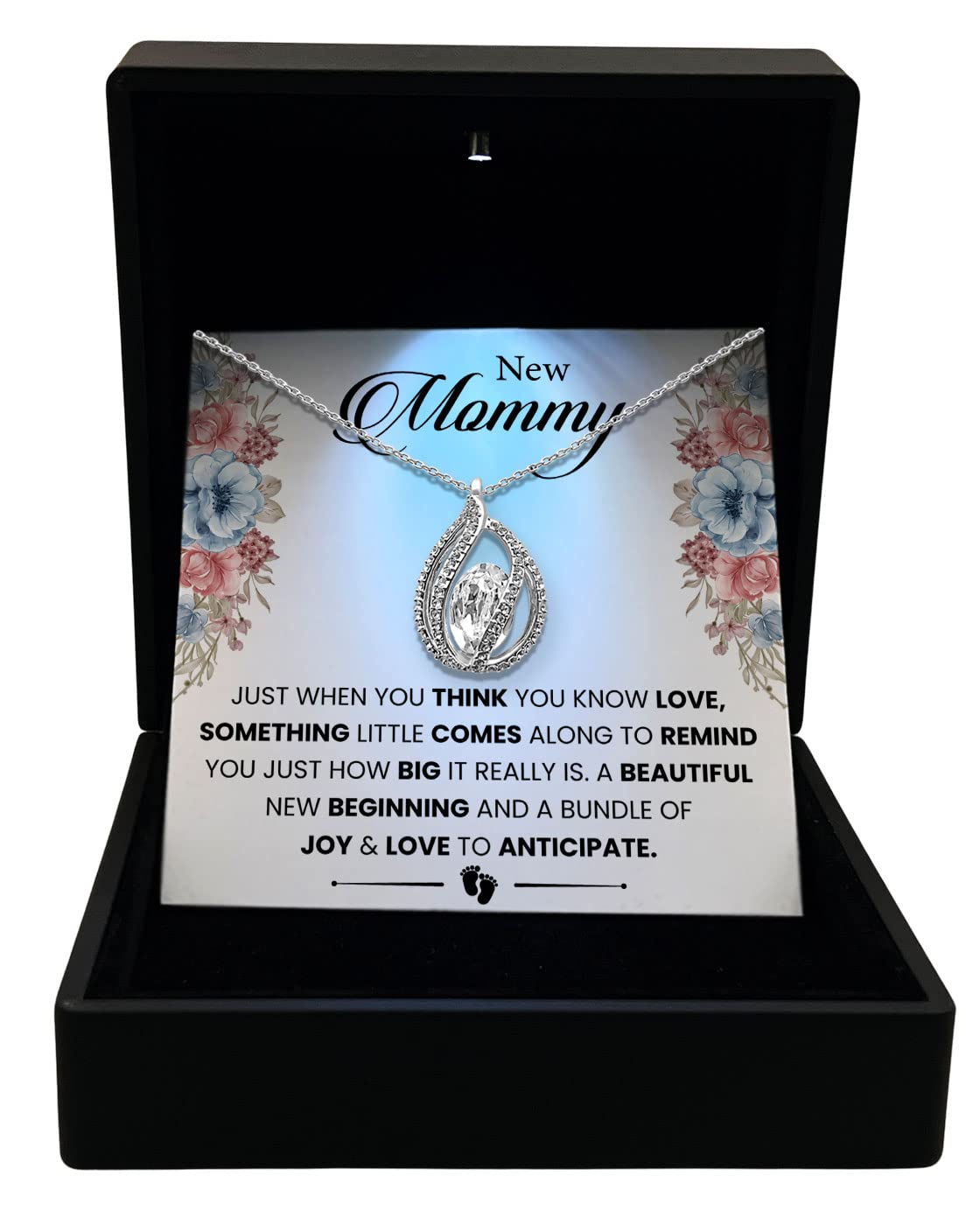 TRYNDI New Mom Gifts for Women After Birth Mom To Be Gift Pregnancy Gifts for First Time Moms, Best Gifts for Expecting Mom, New Mom Gifts, Cool Gifts for New Moms Mommy Necklaces For Women, Gifts For Pregnant Women, Daughter, Wife Mama To Be Gifts (Birdcage-Premium LED Box, New mommy)