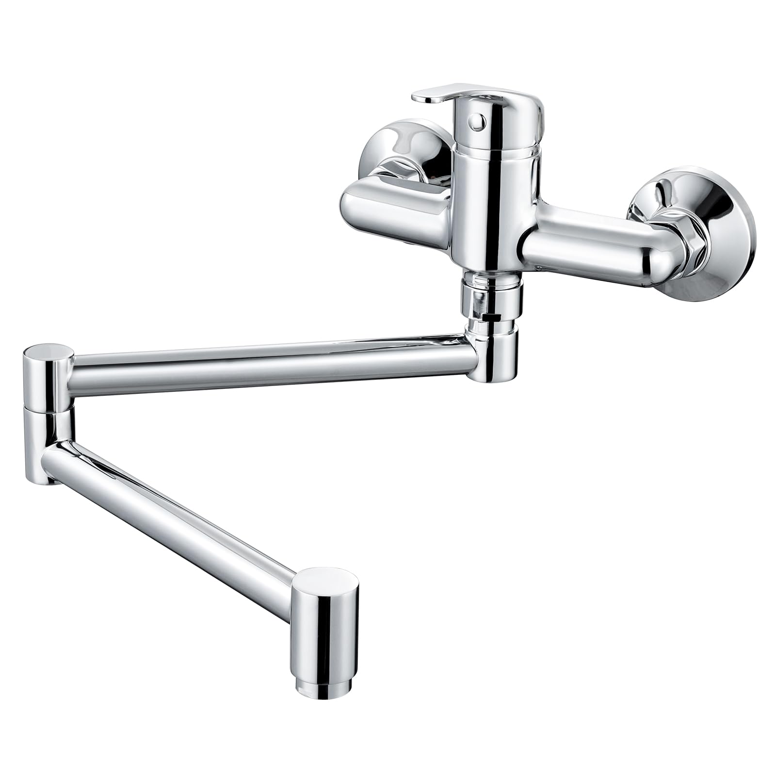 Grifo de cocina montado en la pared, grifo de cocina con caño plegable, grifo de cocina giratorio 360°, montaje en pared, latón cromado