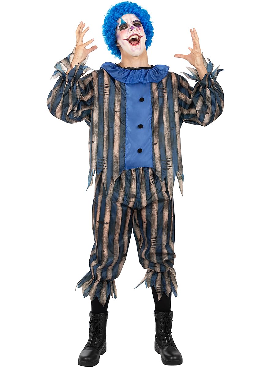 Funidelia Men's Costume With Accessory Man Scary Clown Costume With Wig Large Size For Man, Size Xxl Clowns - Fancy Dress For Adults For Parties, Carnival And Halloween