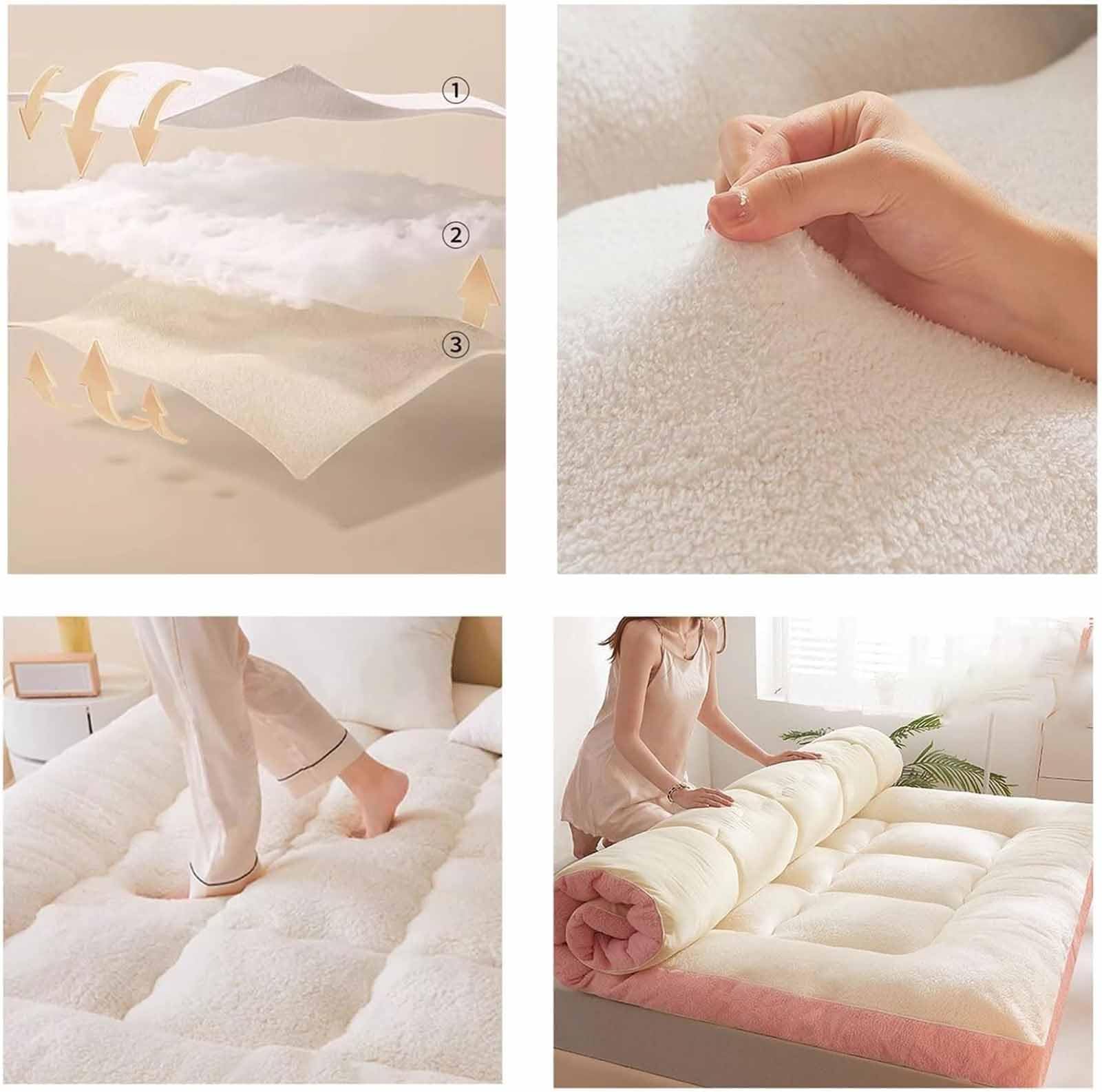 Podwójny japoński futon pokrowiec na materac z wełny jagnięcej narzuta składana pościel do akademików naturalna 90 x 200 cm pościel przytulne i stylowe rozwiązanie do spania
