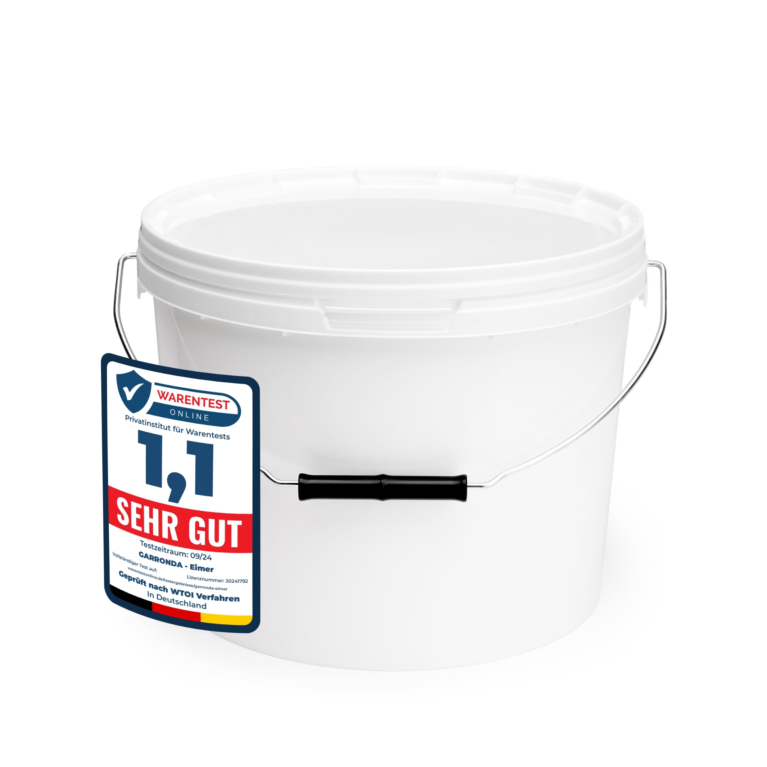 Garronda Eimer mit Deckel 12 L für die Lagerung von Lebensmittel- und Chemischen Produkten 10 Stück Weiß GD-0071