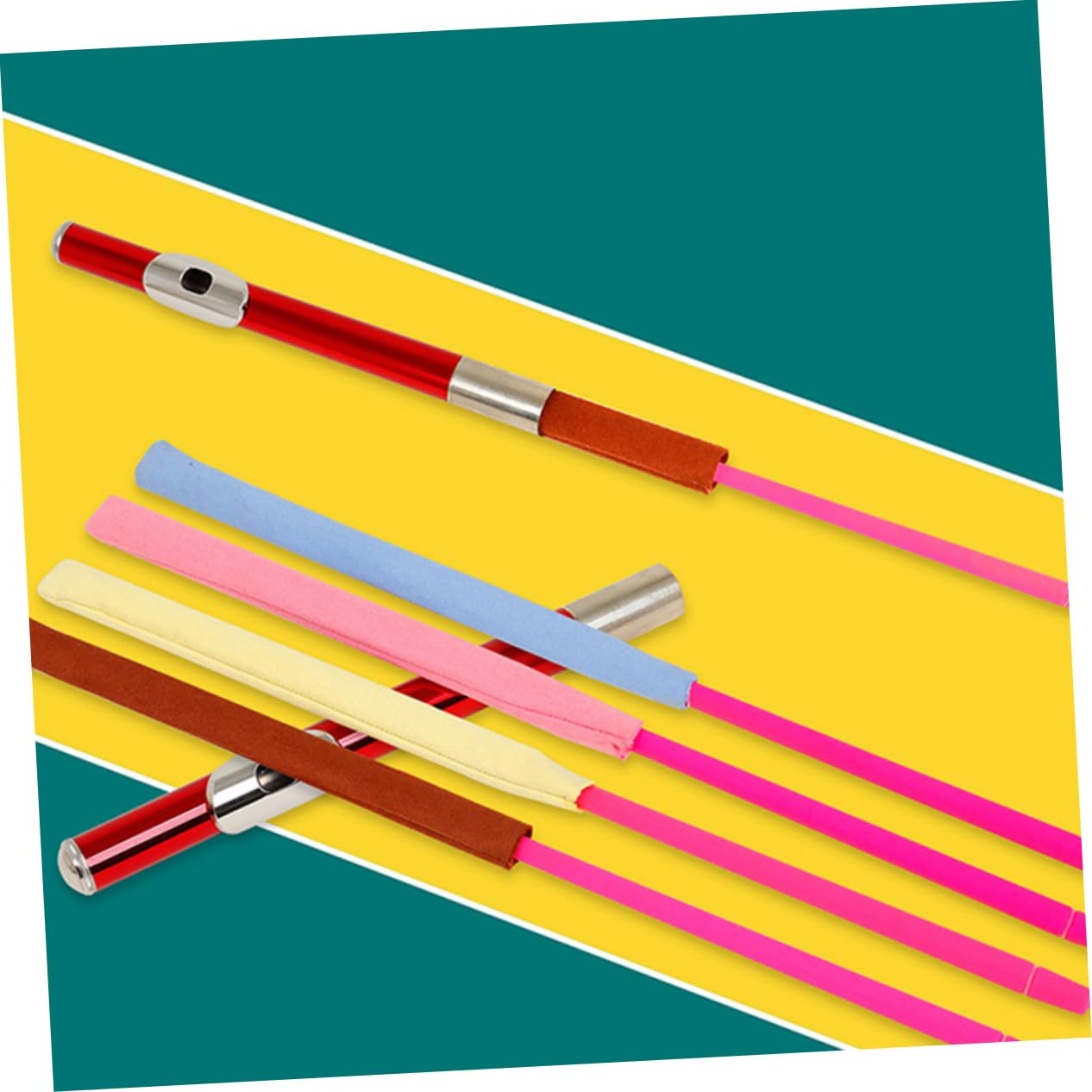 Varilla Limpiadora para Flauta 2 Piezas, Cepillo de Limpieza | Plástico y Pelusa, Color Amarillo, para Limpieza de Instrumentos, también Apta para Clarinete