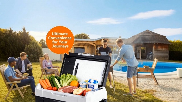 Image of OLIXIS Portable Car Refrigerator, 53QT Dual-Zone Electric Cooler for Vehicles with Wheels & Cutting Board, -4℉-68℉ Freezer Smart Control via Bluetooth, Battery Protection, 12 /24V DC & 100-240V AC