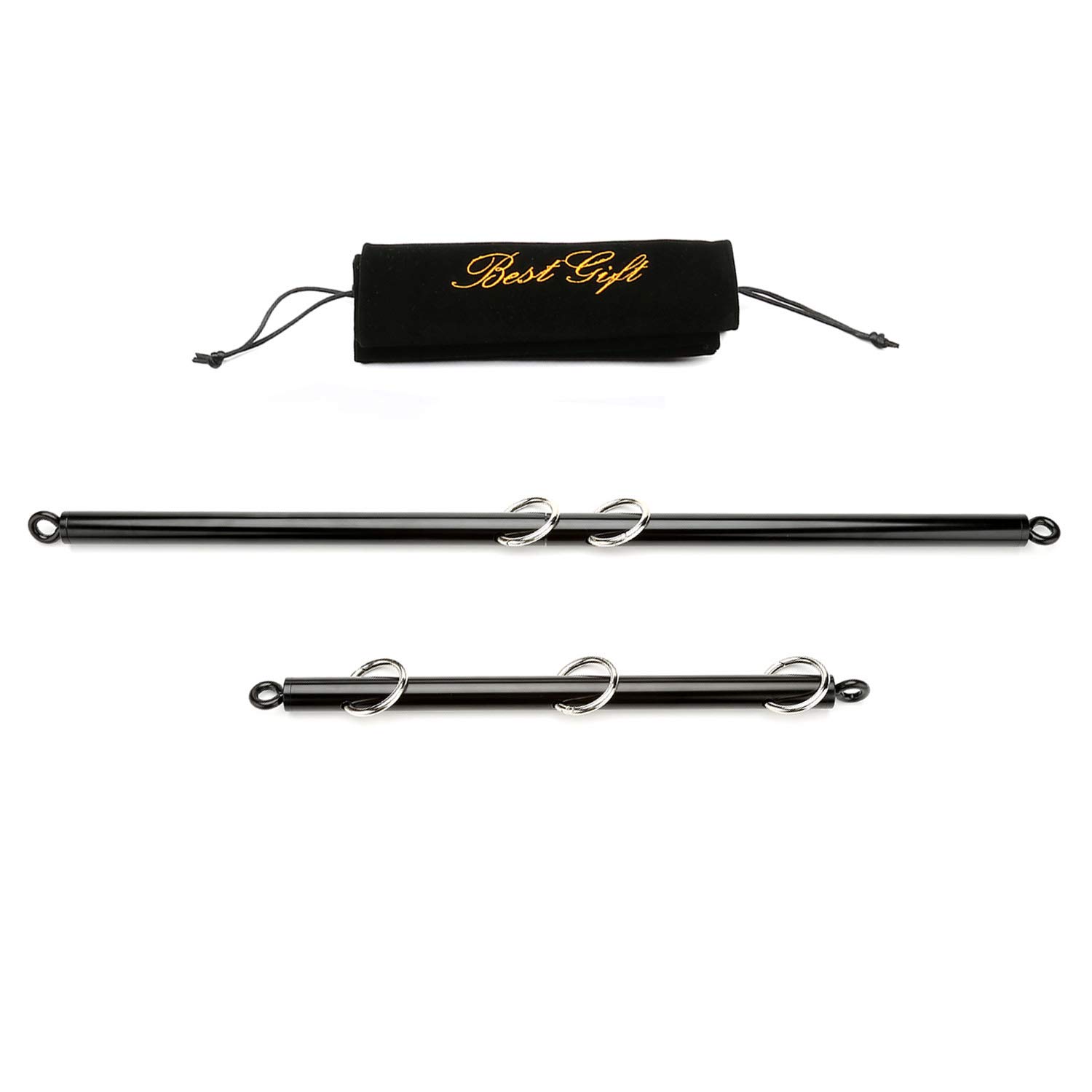 TMEOIIPY2 PcsBlack Adjustable Expandable Pilates Spreader Bar Set Sports with Flocking Bag Aid Training Fitness Gear,3 Sections can be Adjusted Freely,Home Sport & Yoga