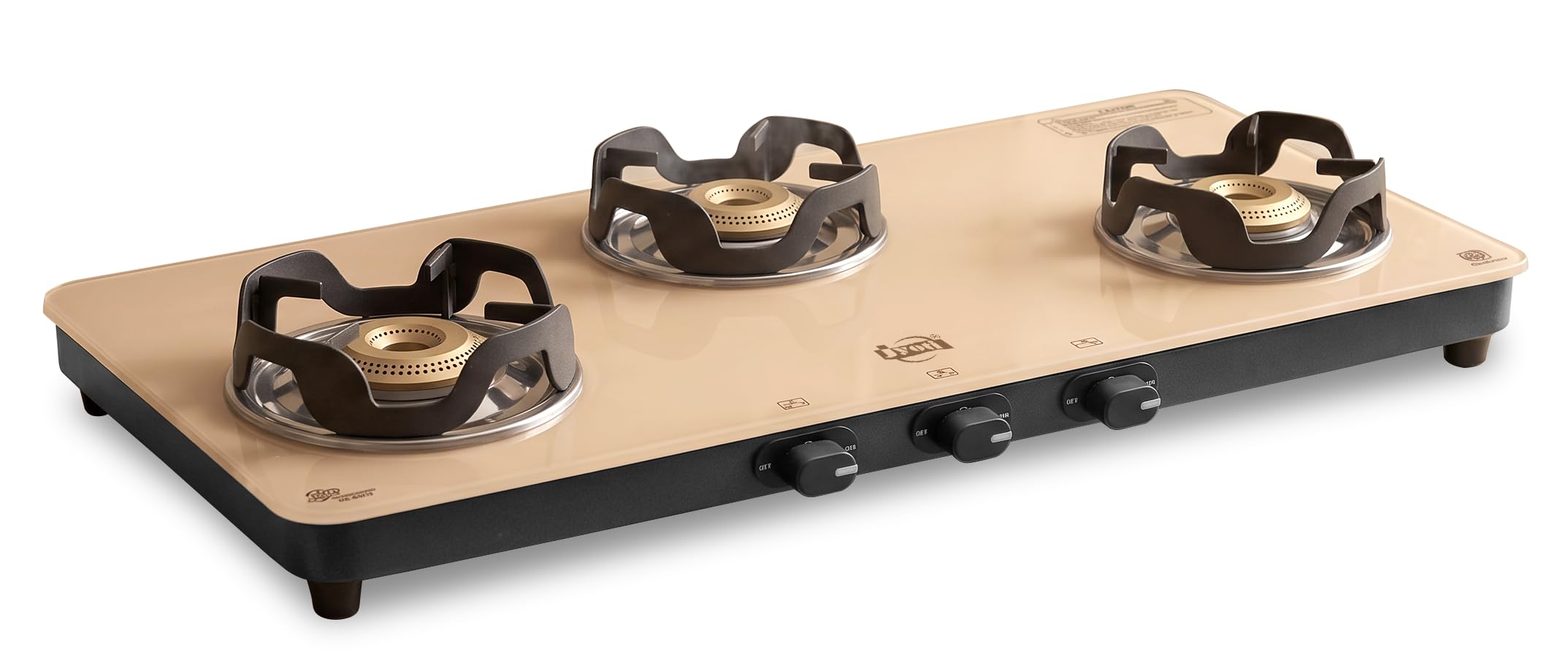 Jyoti Urban Mocha 3 Burner Gas Stove Glass Top | Direct Flame Forged Brass Burners | Beige Toughened Glass with 5-Year Manufacturer Warranty | Easy Clean Drip Tray | ISI Marked-image-47