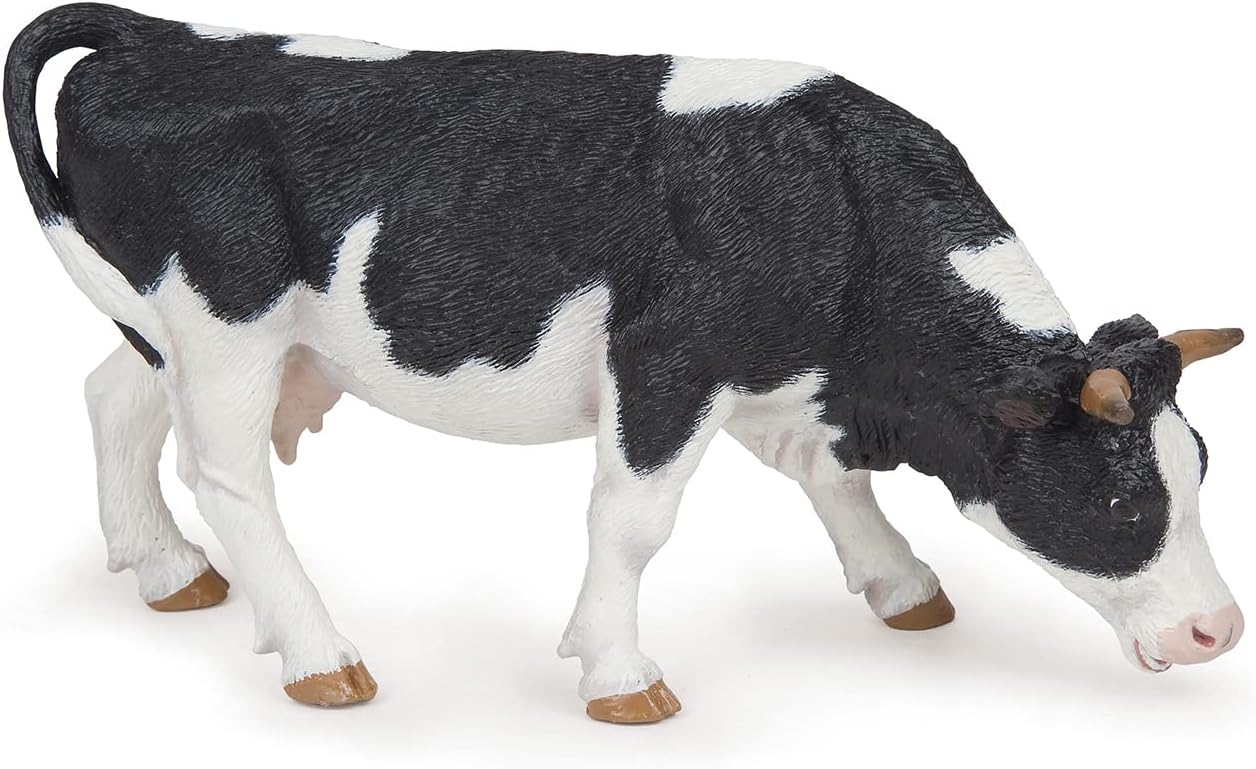 Papo "Grazing Black & White Cow Figure