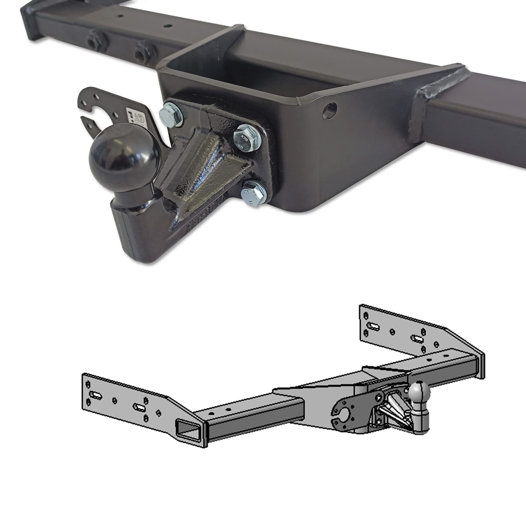Attelage de remorque universel variable - pour campeur, camping-car, caravane, tombereau, un camione, voiture de livraison (avec kit électrique 7 broches)