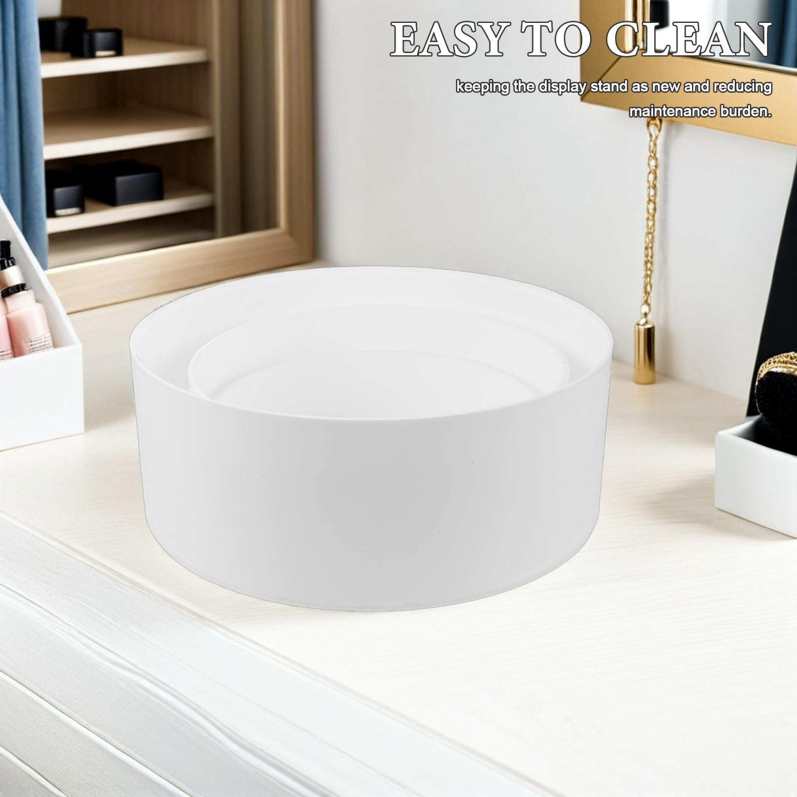 Acrylständer für Parfüm, 3 Stück, rund, vielseitige Größen, elegantes Design, leicht zu reinigen, für Display und Lagerung, weiß