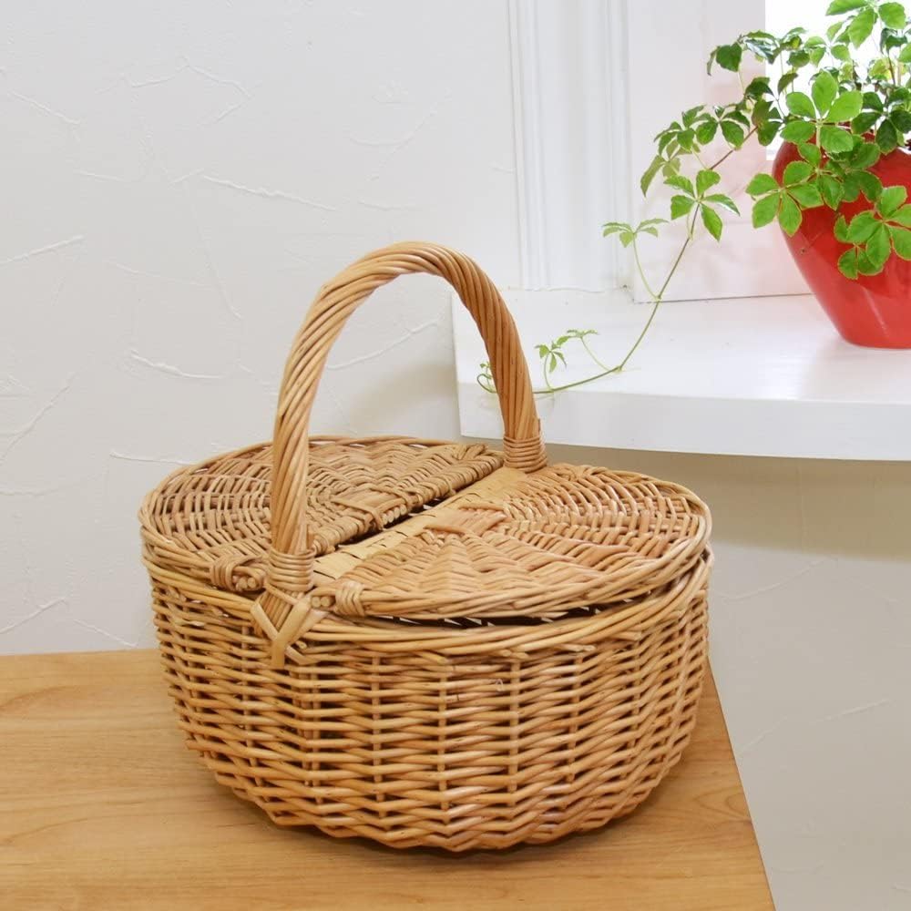 ハンドル付きかごバスケット Amazon｜ピクニックバスケット パンバスケット 籐かご ハンドル