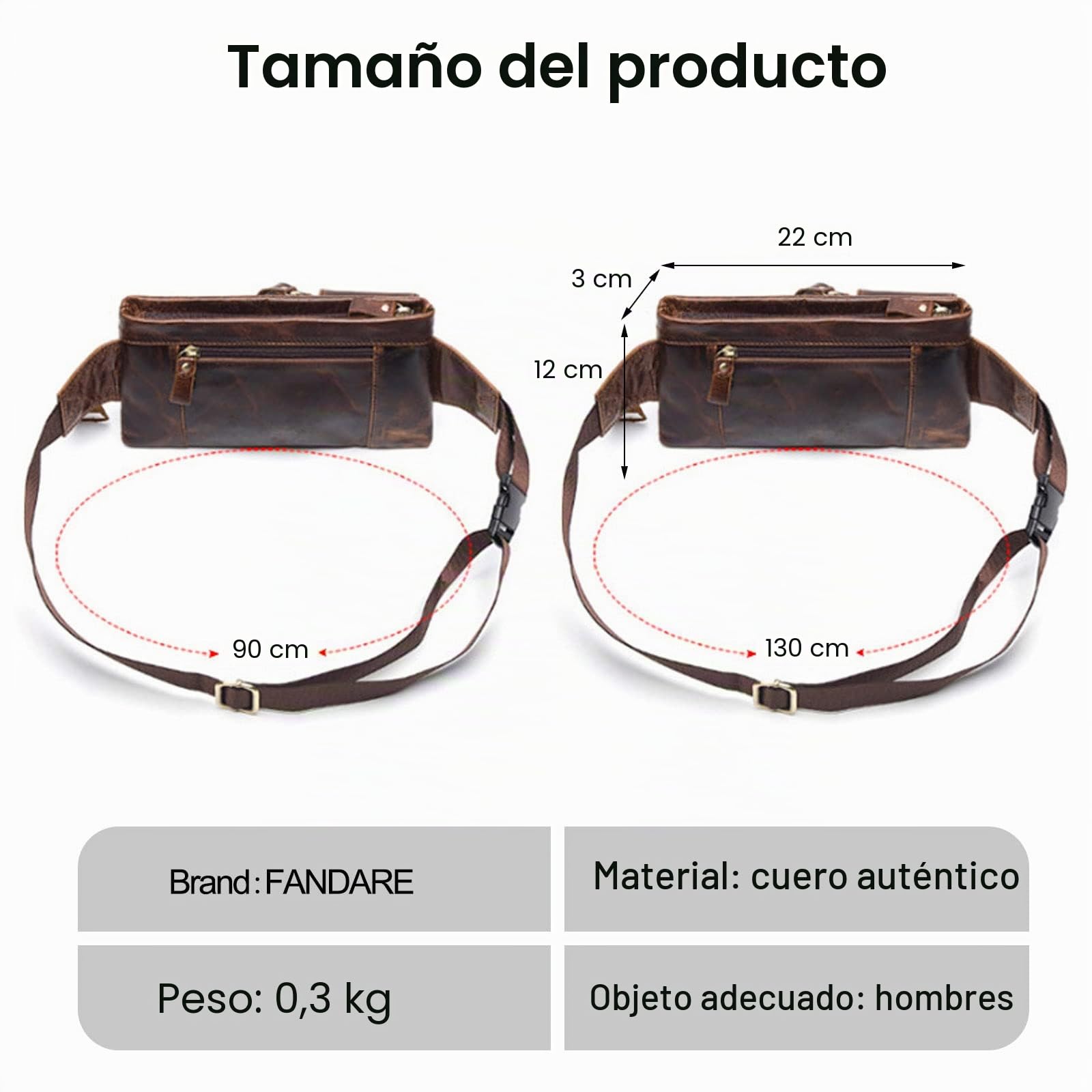 FANDARE Retro Riñonera Hombre Bolso Hombro Bolsa de Pecho Cuero Bolsa Cruzada Bandolera Impermeable Bolsos Bandolera para Hombres Excursionismo Senderismo Escolar Viaje Crossbody BagMarrón B