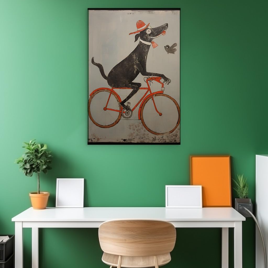 Canvas for Living room. Pedaling Pooch in Red: A Whimsical Journey on Two Wheels, 27 x 18 inch Canvas Wall Art - Cavalier King Charles Spaniel - Modern Home Decor - 69x46 cm (27x18 inch)