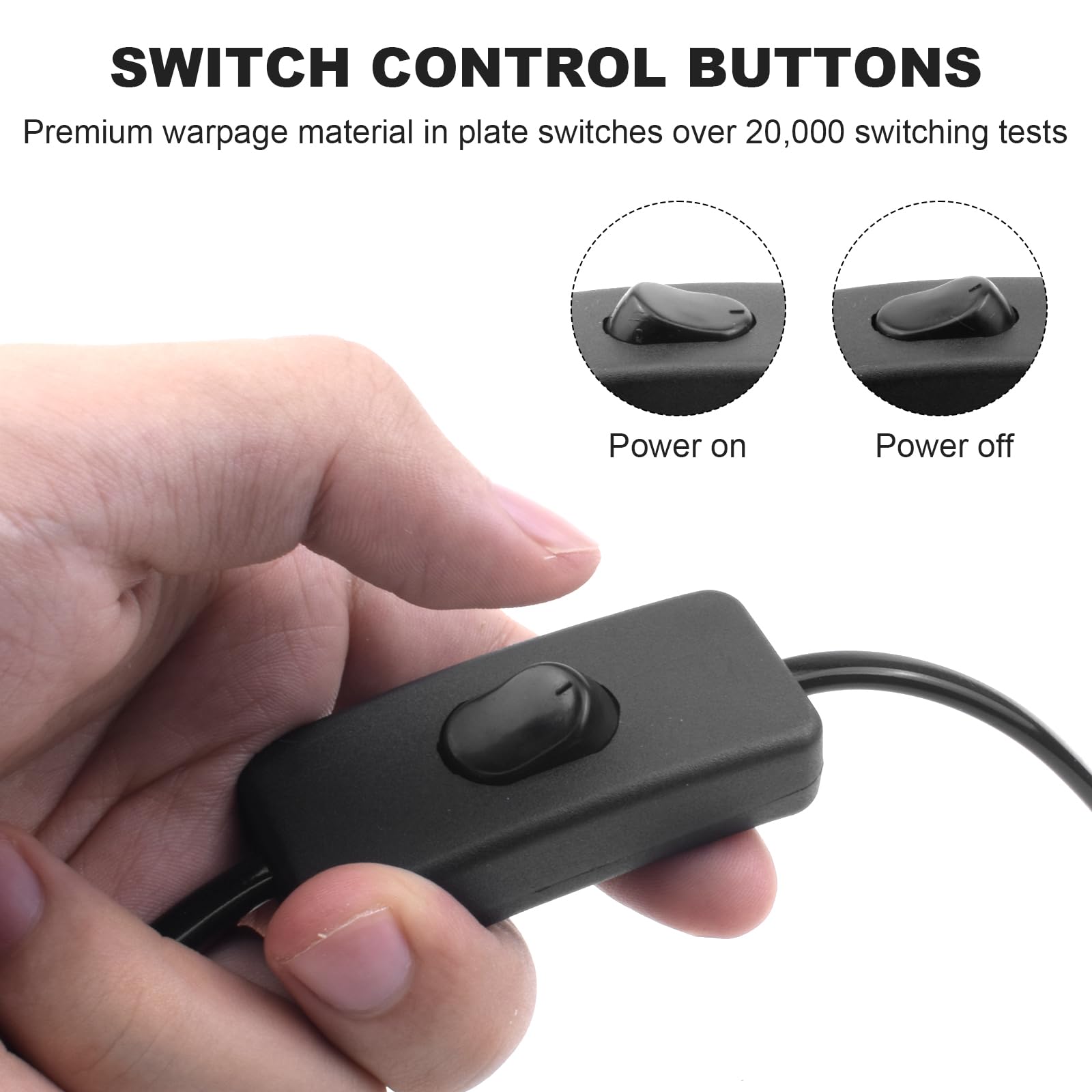 5.9FT Replacement Power Cable with Switch for Lamps – DIY Lamp Repair Extension Cord for Household, Christmas & Light Projects (Black)