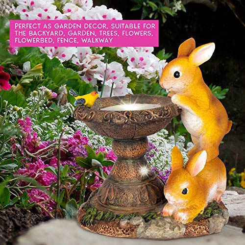 Realpetaled Rabbit Garden Statues And Figurines, Garden Art Outdoor For All Seasons-Garden Decor, Solar Statue With 2 Calla Lily Lights, Garden Figurines Outdoor Gift For Patio, Lawn, Yard #TOP4