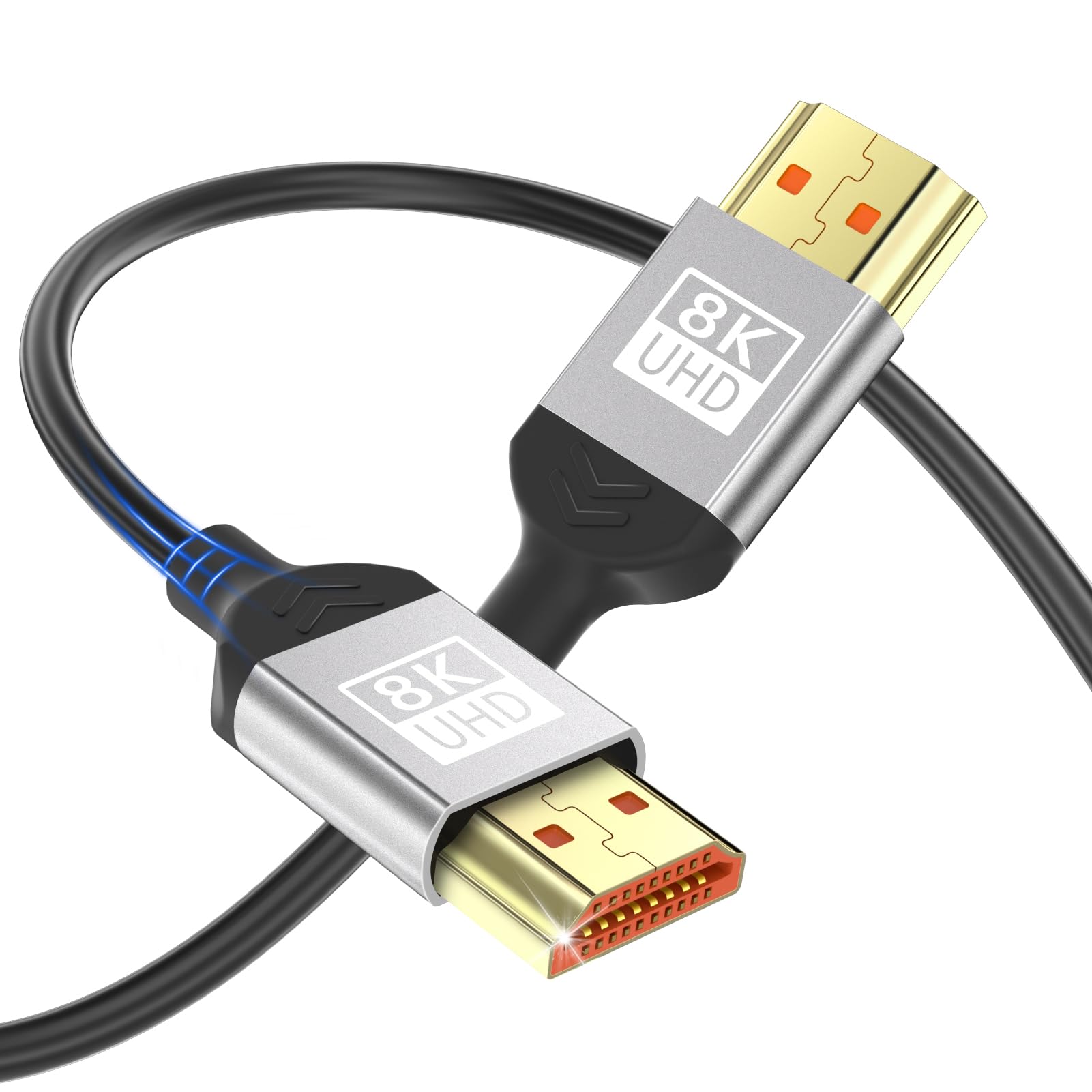 Kryoza Ultradünne HDMI Kabel 2M 8K, Extrem Flexibles Weiche HDMI 2.1 Kabel Ultra High Speed 8K@60Hz 4K@120Hz 7680P, Support HDR10 3D HDCP2.2&2.3, Kompatibel mit PS5 X-Box Blu-ray Player/Projektor