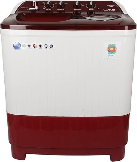 Lloyd 8.5 Kg 5 Star Semi-Automatic Top Load Washing Machine (LWMS85RDB, Red, Active Soak)
