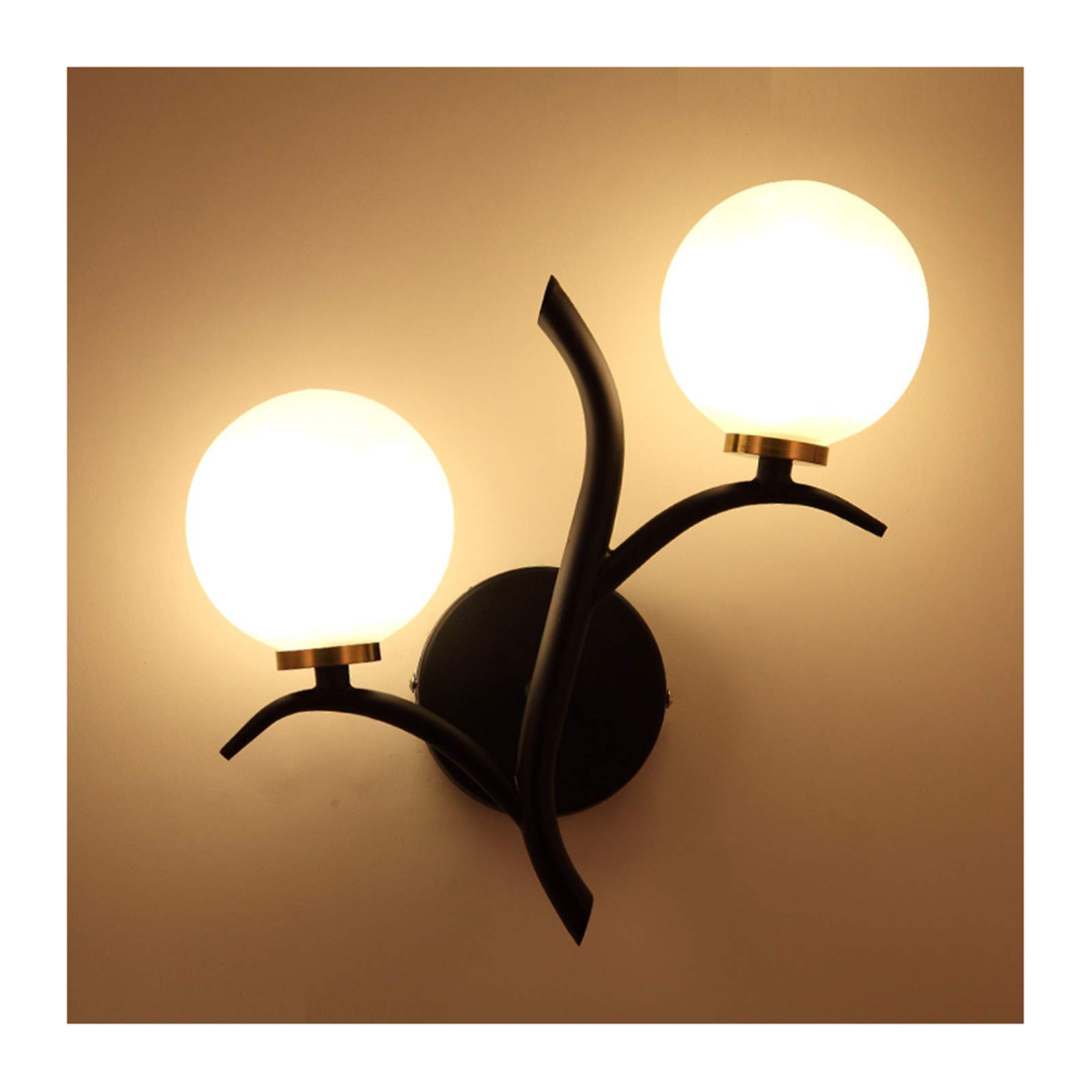 ZHSHYS Retro-Wandlampe, industrielle Wandleuchte, Doppelkopf-Glaslampenschirm, Wandleuchte, Beleuchtungskörper für Schlafzimmer, Wohnzimmer, Flur, dekorieren, G4-Quelle, 240 V, Gold