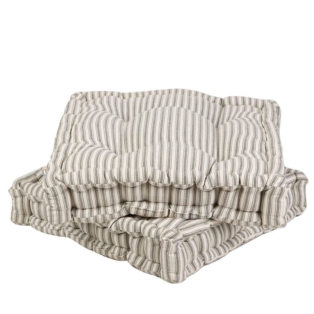 Dibor XL Floor Pillow Set of 2 100% Cotton Casual Seating Yoga Medication Floor Cushions (Grey Stripe) — image 1