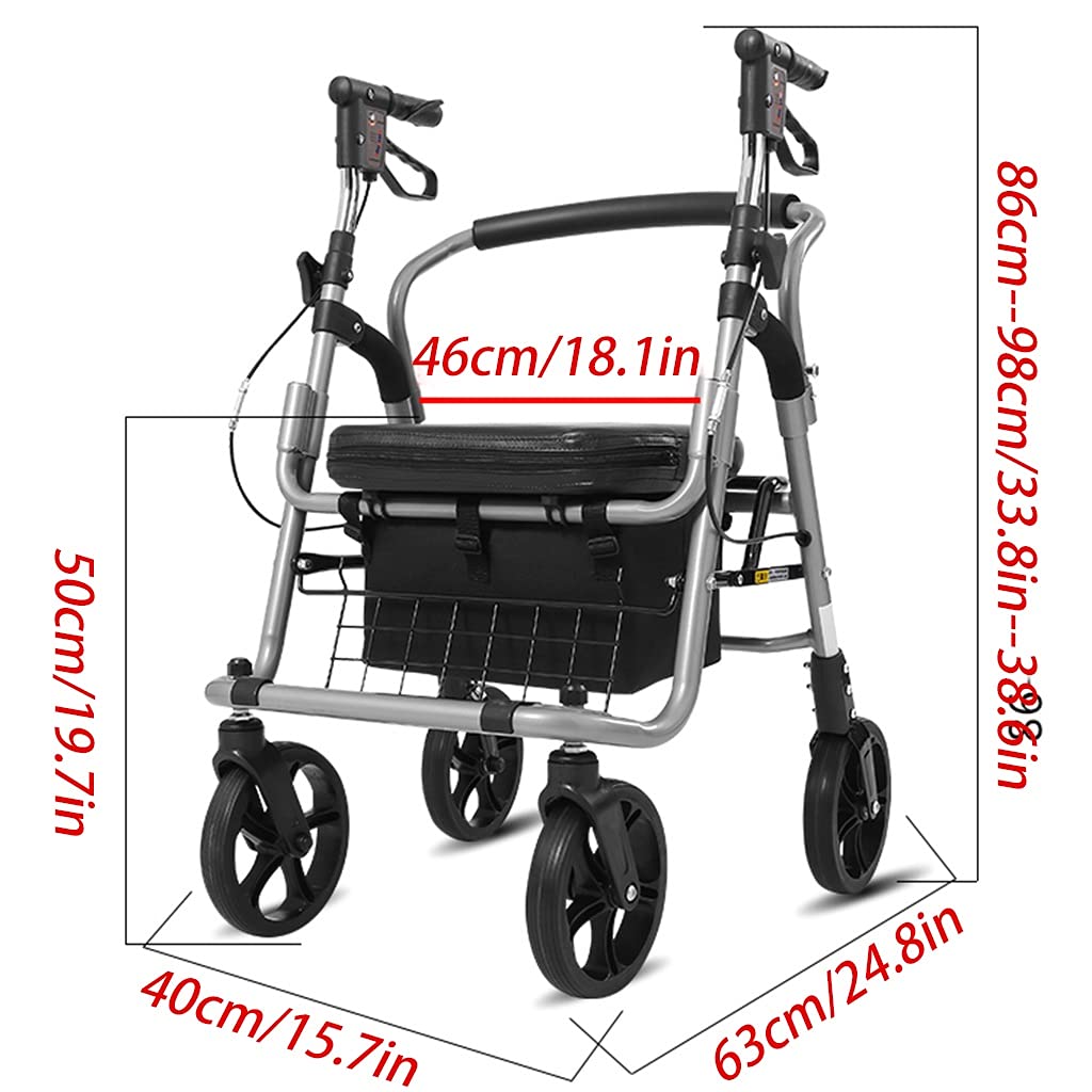 折りたたみ式歩行器 4キャスター付き RAKU 歩行器 折り畳み 歩行補助器 前後キャスター付き 座席付き 耐荷重