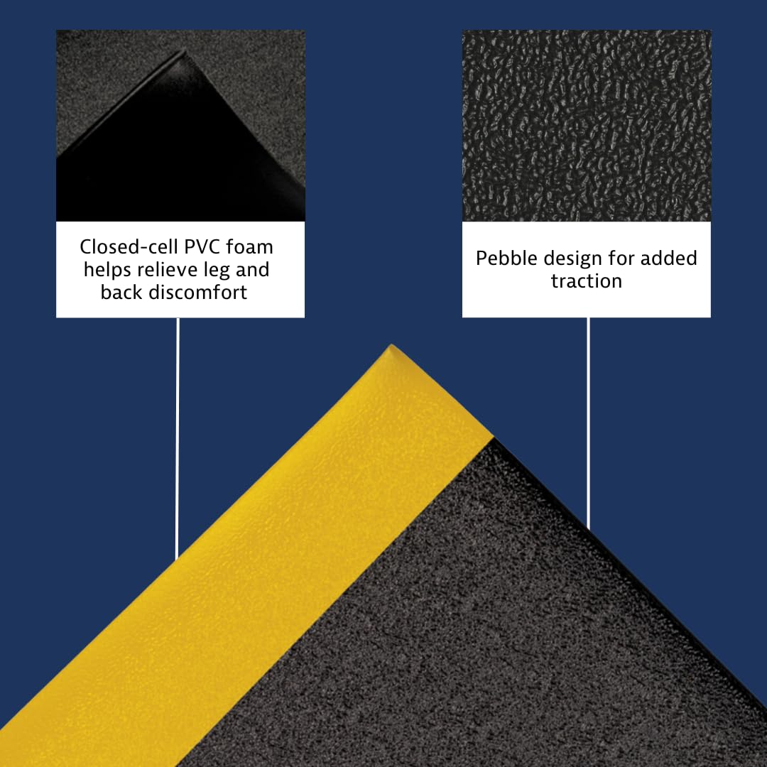 NOTRAX Anti-Fatigue Tapis, 91cm x 150cm, Noir/Jaune