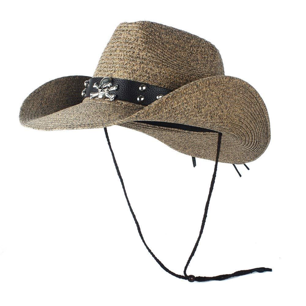 Zonnehoed Vrouwen Unisex Panama Strohoeden Voor Vrouwen Mannen Zomer Strand Zonnehoed Brede Rand Opvouwbare Cap Cowboy Fedora Hoed Cap, Kaki, 56-58 Cm