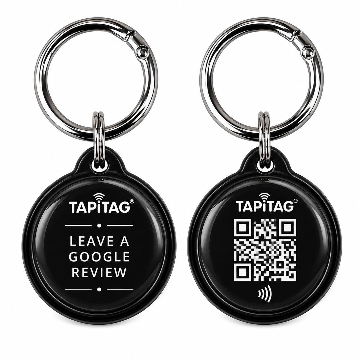 TAPiTAG Google Review NFC Keyring (Black), QR Code Review Tag for Businesses, Compatiable with Google Reviews, No Subscription