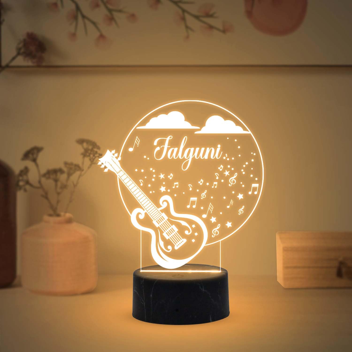 3D Illusion Personalized Guitar Night Lamp with Warm White Light & USB Powered | Birthday Gift for Singer & Music Lover | Guitar with Name Light-image-27