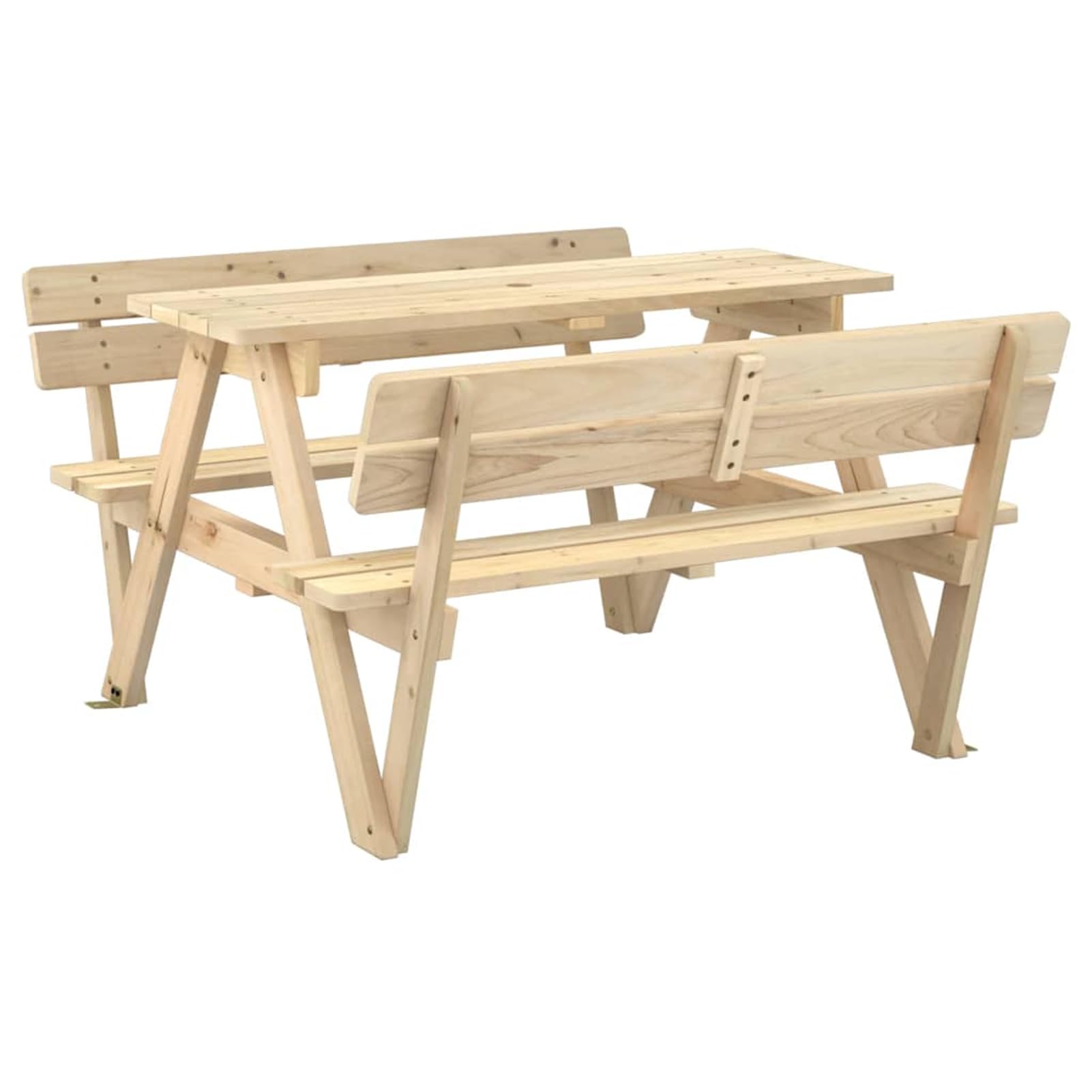 Tidyard Tavolo da Picnic per Bambini, con Foro per Ombrellone, 90 x 108 x 54 cm, in Legno Massello di Abete, per Giardino e Cortile, Adatto a 4 Bambini