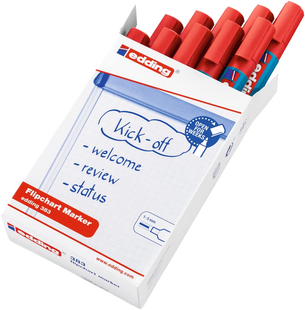 Edding Jumbo – Set di 10 pennarelli con punta a scalpello 4 a 12 mm rosso