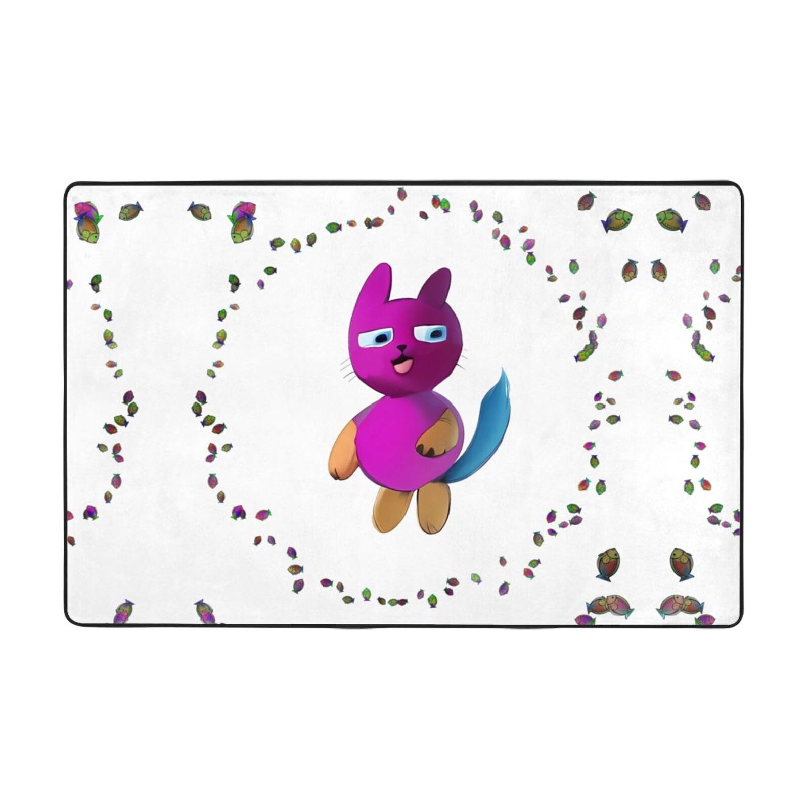 Tapis de sol en flanelle absorbant imprimé chaton 3D grand
