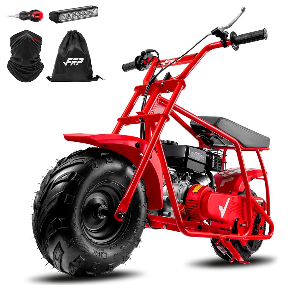 FRP Mini Dirt Bike GMB100, 99 CC Gas Powered Mini Bike 4 Stroke 3HP, Off Road for Kids and Adult, Trail Bike Up to 24 Mph, Weight Support Up to 185 LBS (RED)