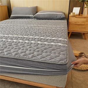 Resistant Deep Pocket Bed Sheet for Mattress Queen Quilted Cotton Mattress Protector Bedding Sheets Lattice Mattress Covers for