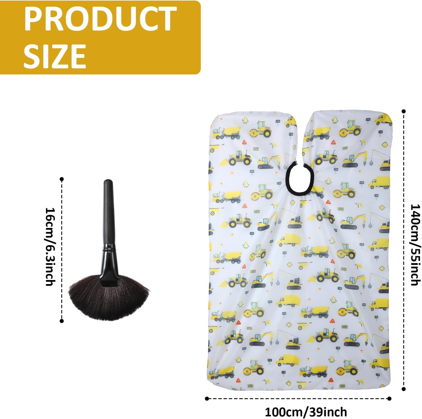 Haircut Cape and Neck Duster Brush Set, Professional Barber Cape Cartoon Pattern Apron, Adjustable Closure Salon Hair Cutting Cape for Women & Men Salon Barber