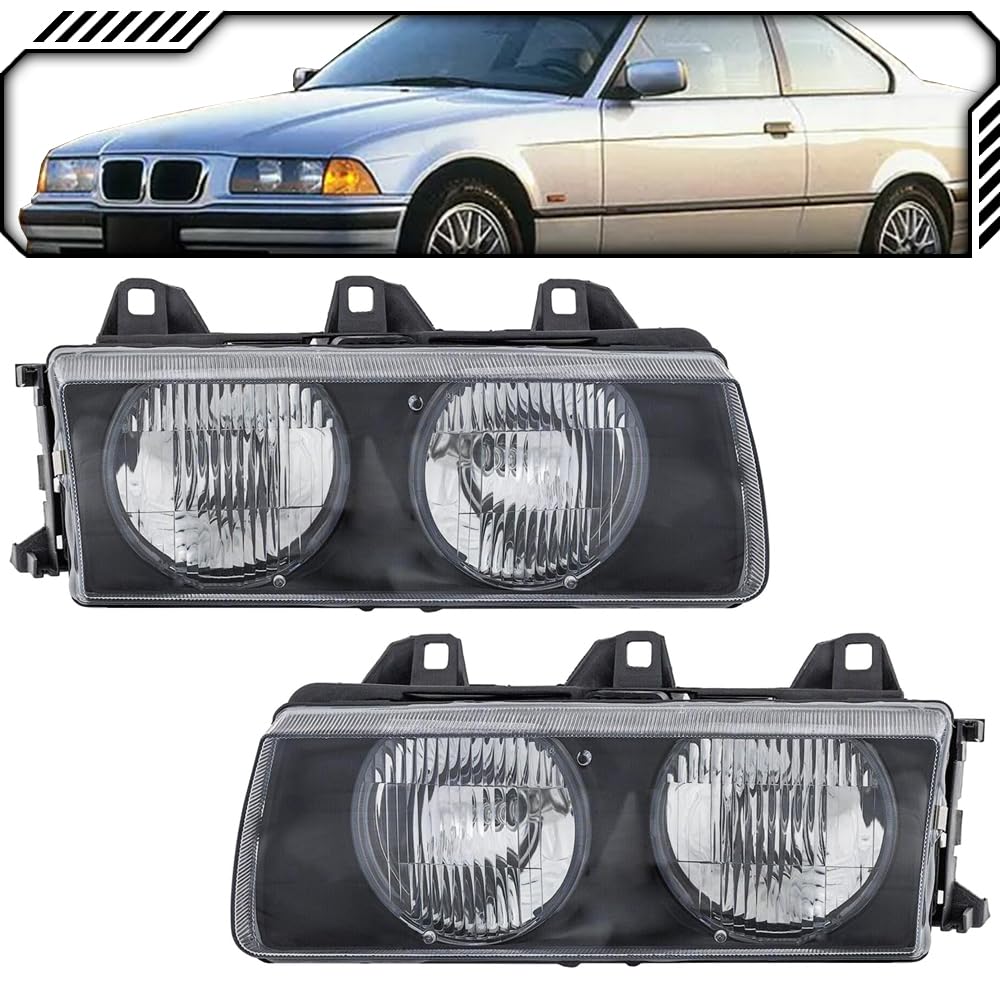 EPIC LIGHTING Halogen Replacement Spec Headlights Compatible with BMW 92-99 E36 318i 318Ti 318is 323i 323is 325i 325is 328i 328is M3 [ BM2502101