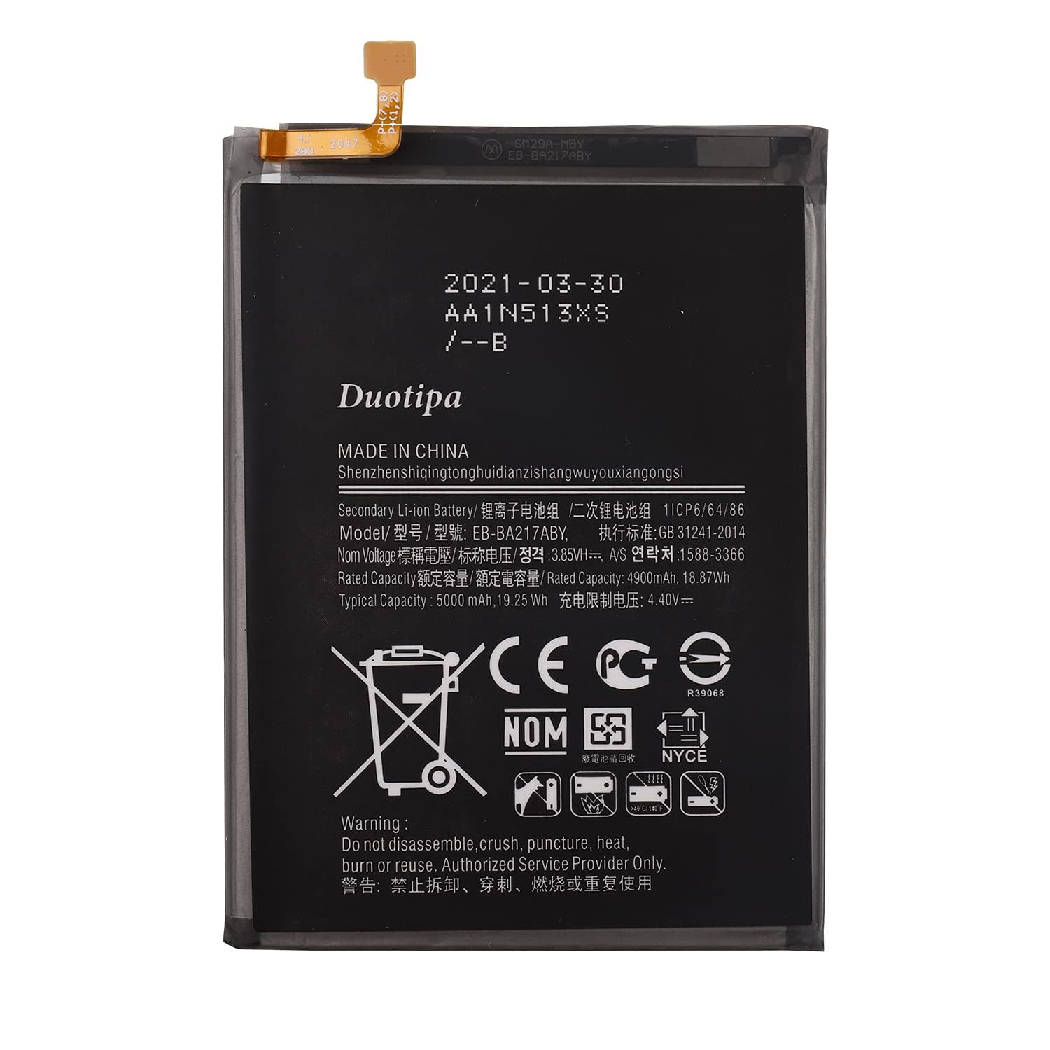 Duotipa EB-BA217ABY Battery Compatible with Galaxy A21S SM-A217F GH82-22989A with Repair Tool Kit