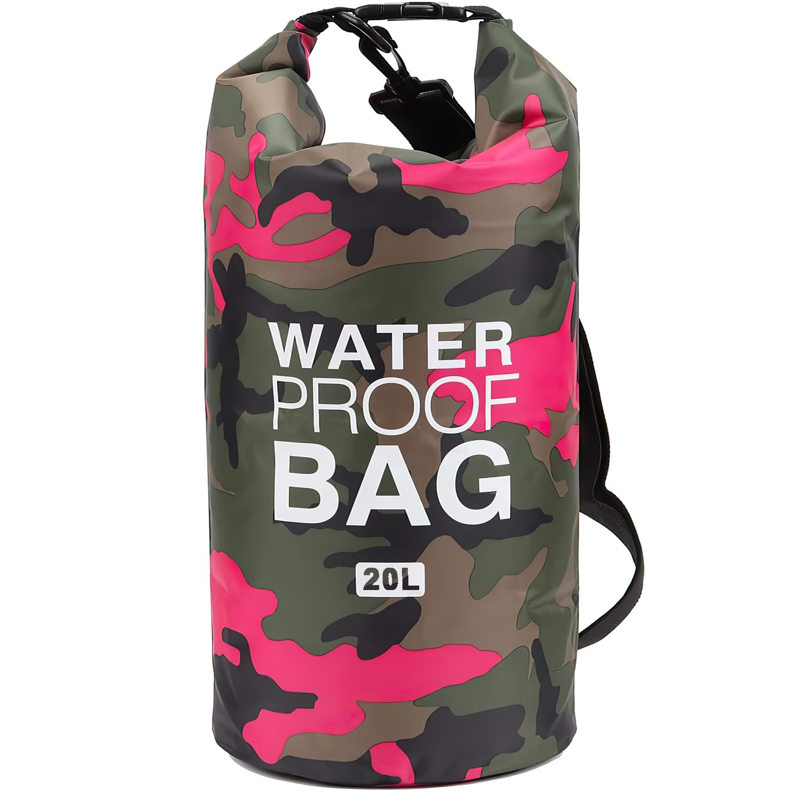 RnessWaterproof Dry Bag, Waterproof Backpack Sack, Swim Buoy Float, Kayaking, Beach, Rafting, Boating, Hiking, Camping, 5-Camouflage Pink, Sea Bag