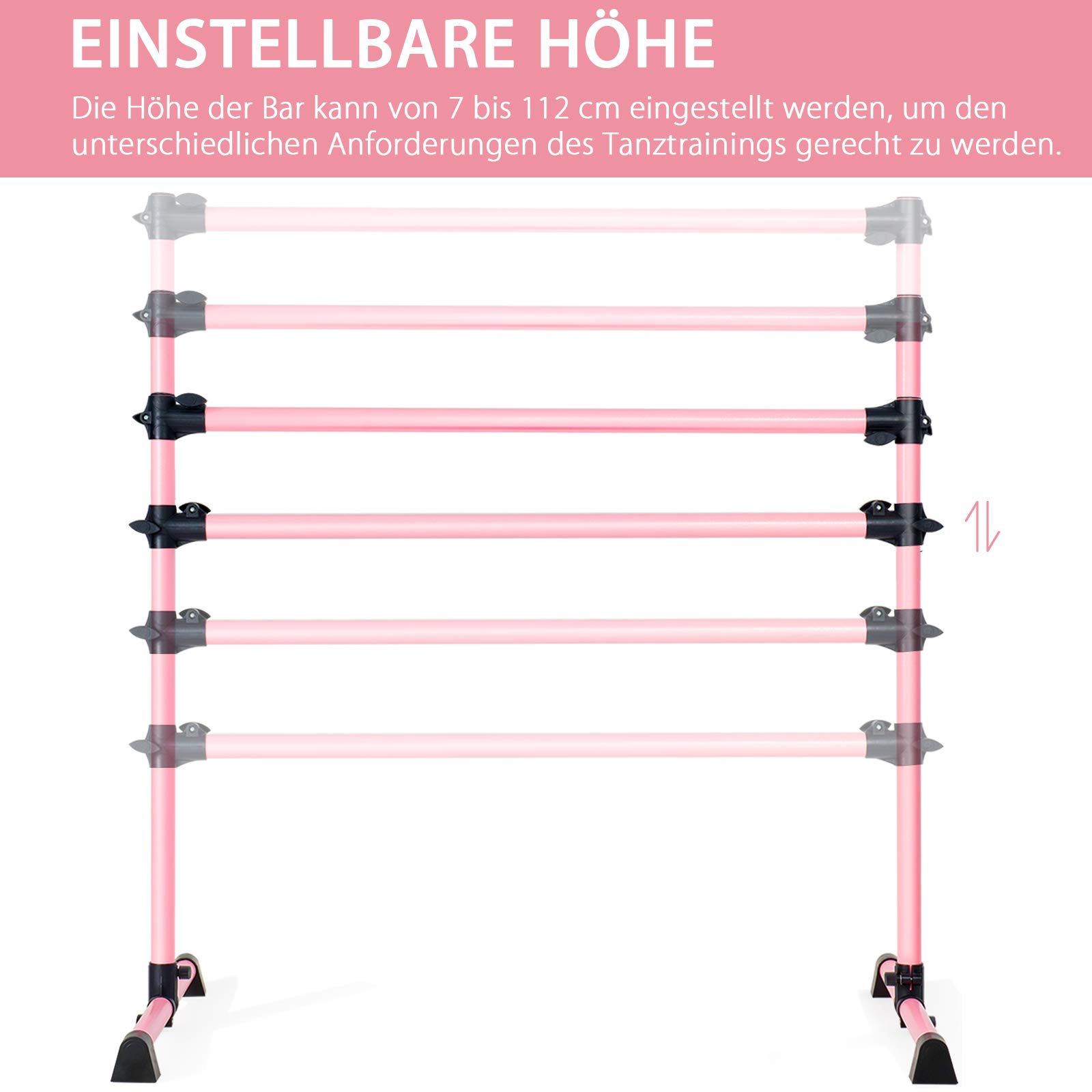GOPLUS Balletstang, balletbar, stretchstang, in hoogte verstelbaar, voor kinderen en volwassenen, 120 x 118 x 71 cm, kleurkeuze (roze