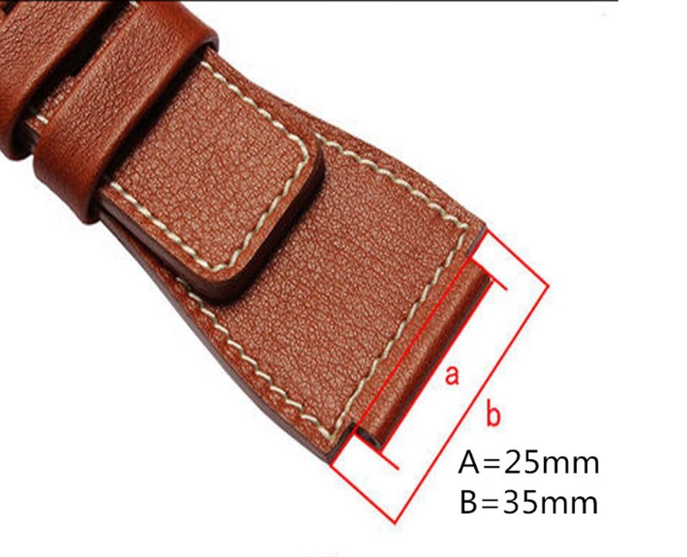 Richie strap ]35 mm x 24 mm skórzane paski do zegarków z wypukłymi ustami pasek z klamrą pasuje do Bell Ross BR01/BR03, Khaki (czarna klamra), pasek