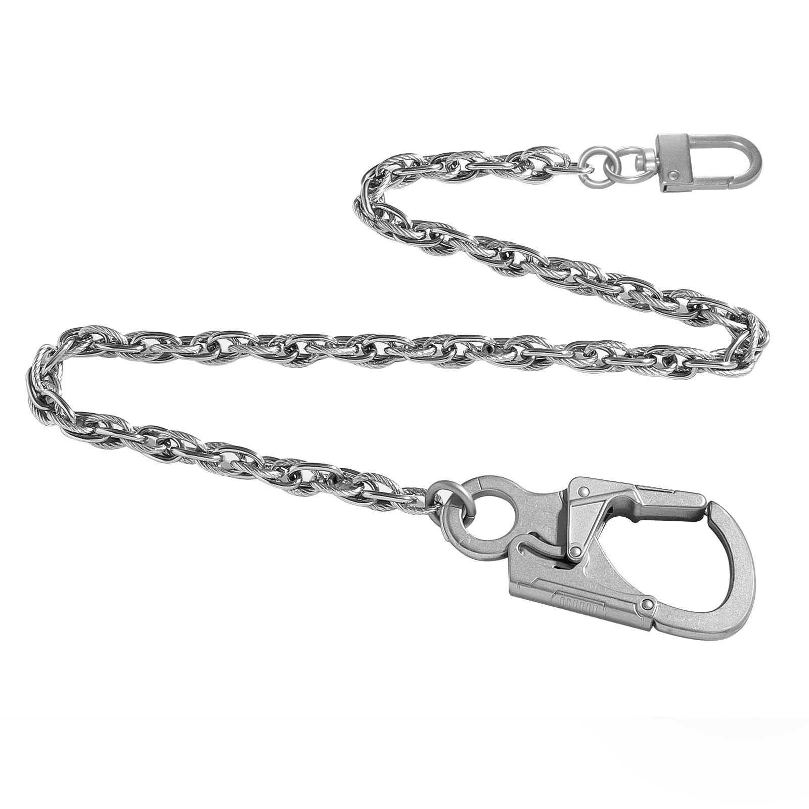Ahiller Wallet Chain Men Heavy Duty Biker Security Keychain Pants Chain | Dual-Lock Carabiner for Belt,Pocket,Pants,Jeans, Cycling, Travel, Everyday Metal Accessories for Men and Women