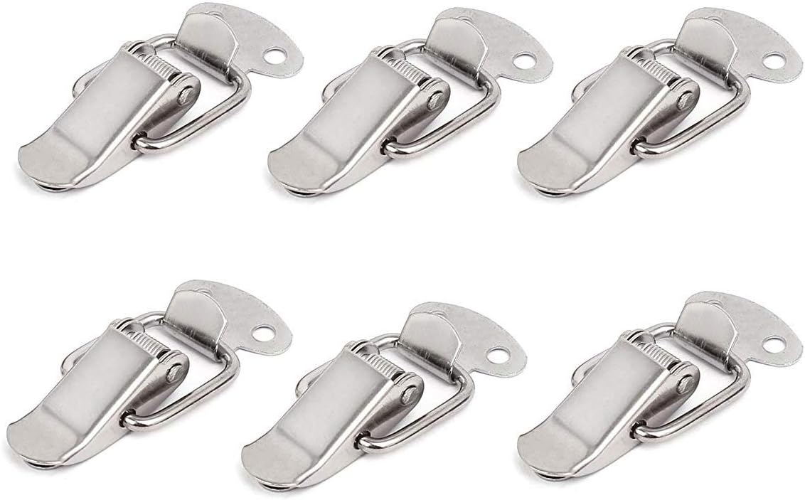 AntraderSpring Loaded Buckle Latch Stainless Steel Toggle Hasp Lock for Wooden Case Toolboxes with Screws Pack of 6