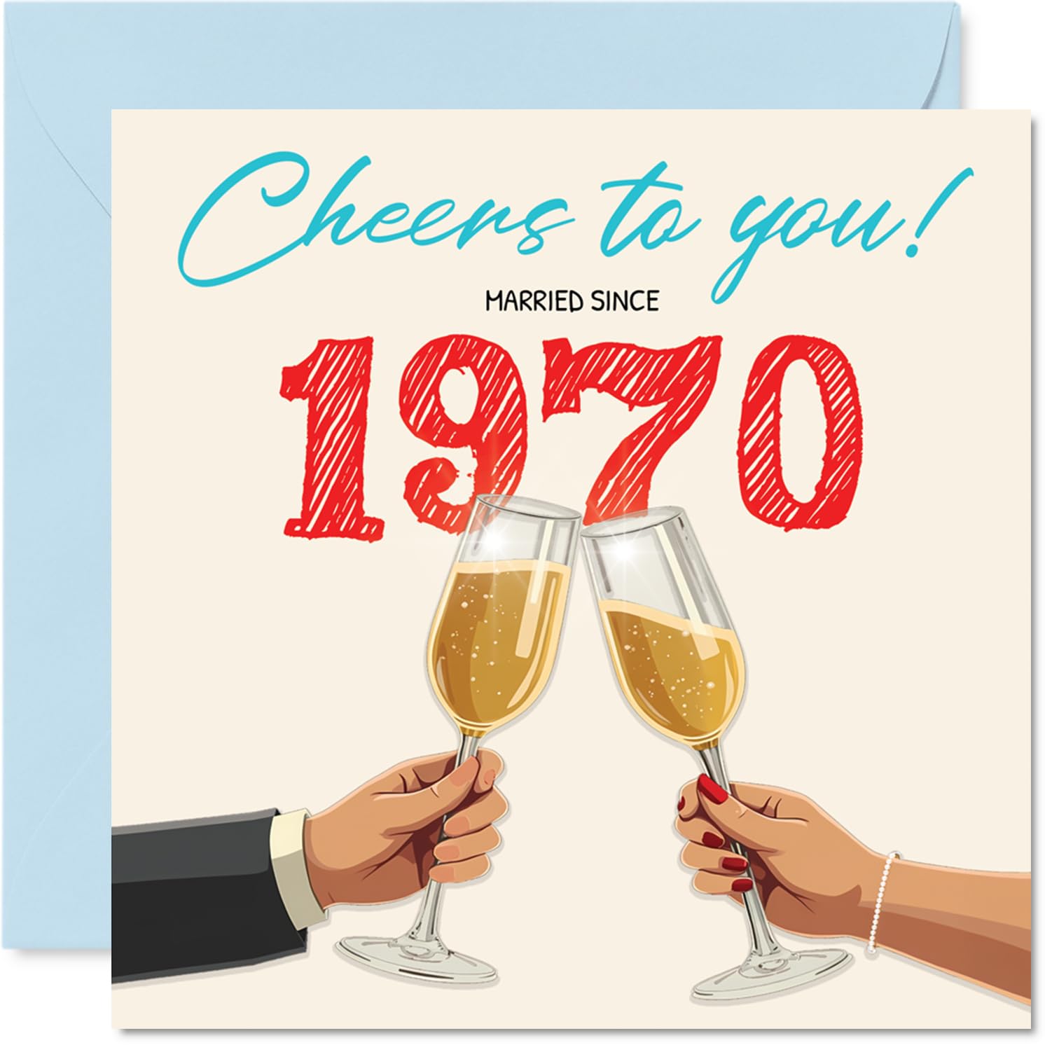 56th Anniversary Card for Women Men - Cheers! Married Since 1970 - Happy 56 Year Anniversary Card for Husband Wife Companion Partner, 145mm Wedding Anniversaries Greeting Cards
